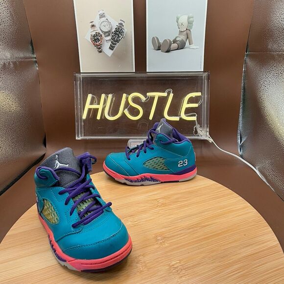 Nike Air Jordan 5 V Retro (TD) Tropical Teal Digital Pink 8.5C - Picture 5 of 10